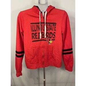 Illinois State Redbirds NCAA Full Zip‎ Hoodie Black Striped Sleeves Large